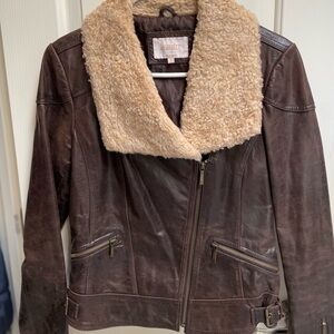 Leather stylish distressed jacket.